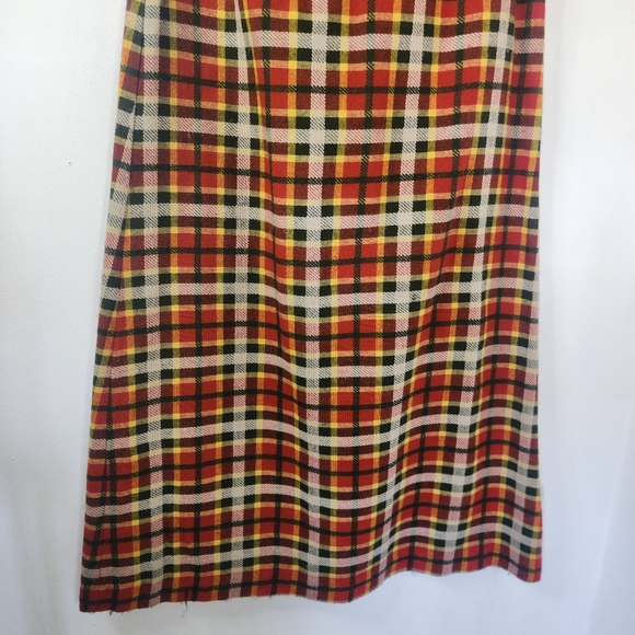 Vintage Wool Plaid A line Maxi Skirt with Belt Elastic Waist - Picture 7 of 9